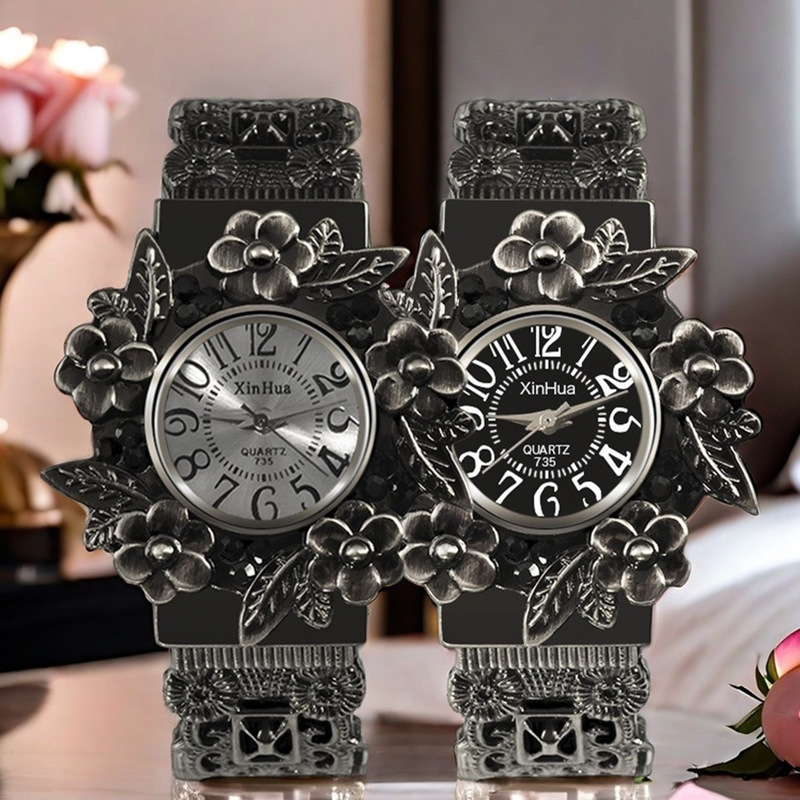 Luxury Watch All Black - Orologio da donna vintage nero Bracciale