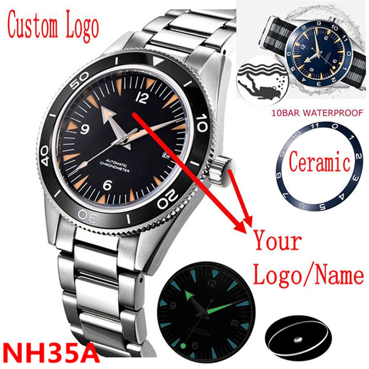 Luxury Watch Logos - Logo personalizzato NH35 Movimento Orologio 10
