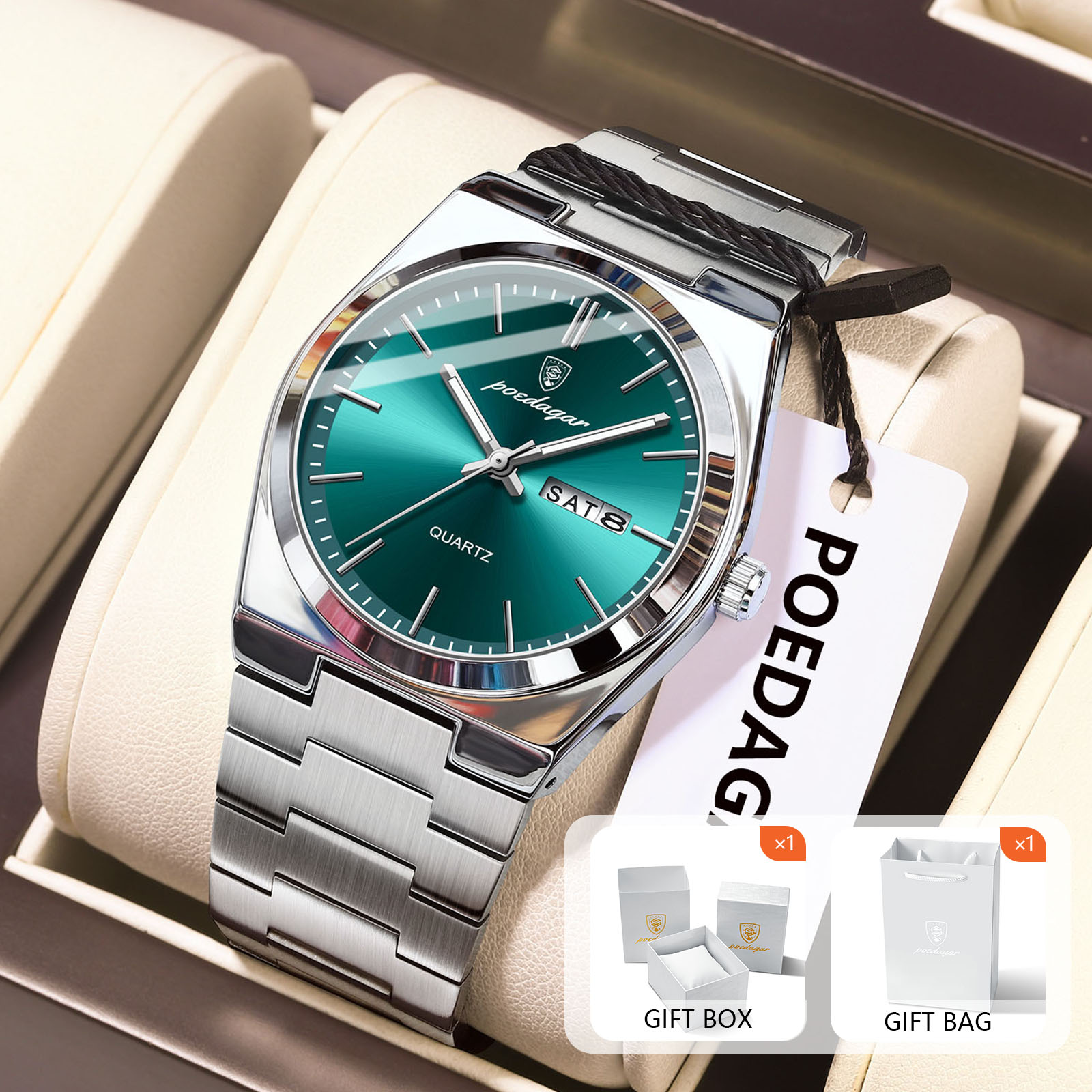 Luxury Watch Display Case - POEDAGAR Orologi da uomo al quarzo