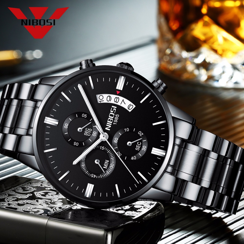 NIBOSI Orologio al quarzo nero - Luxury Watch All Black recensione e prezzo