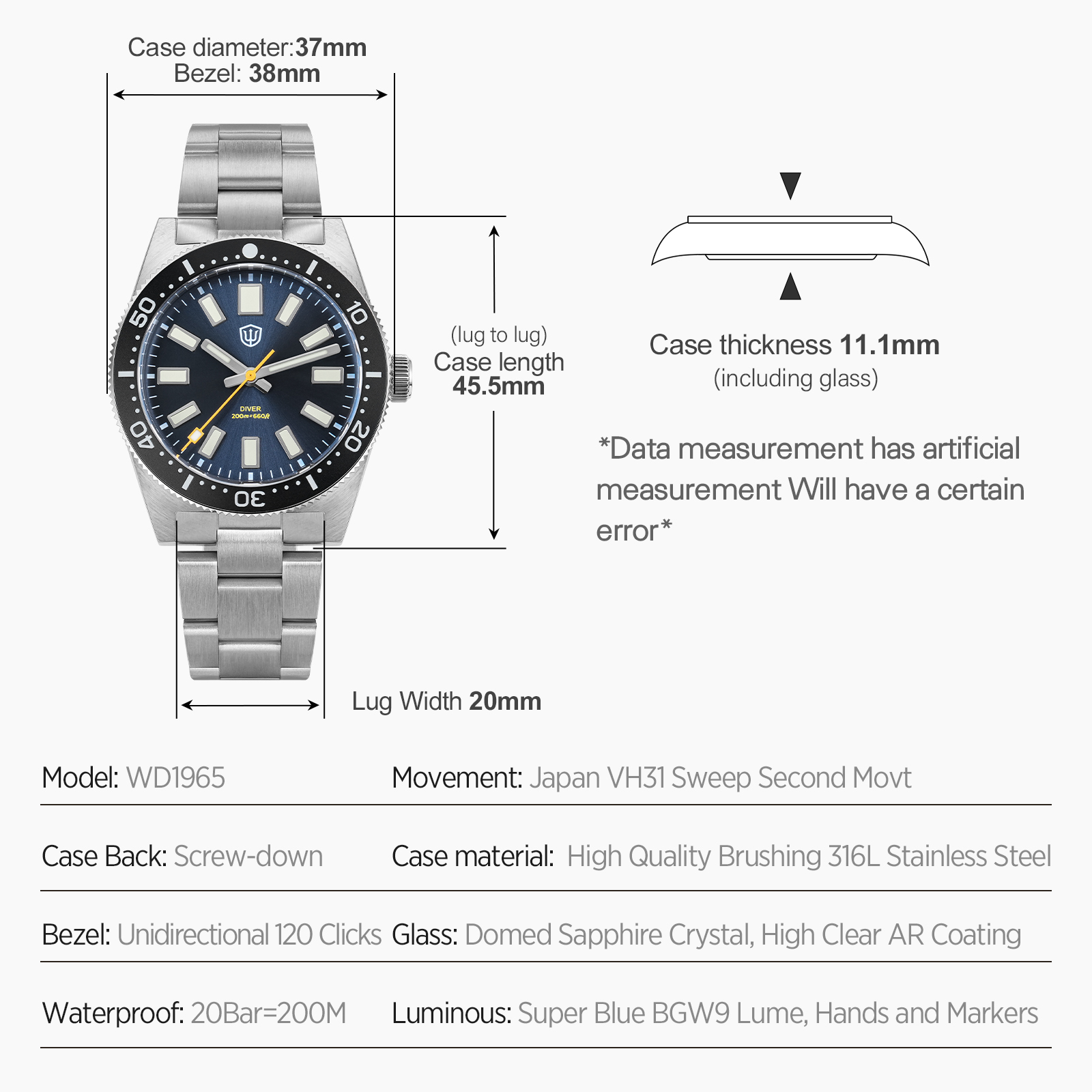 Watchdives 37Mm WD1965 V2 Orol - Luxury Watch Exchange recensione e prezzo