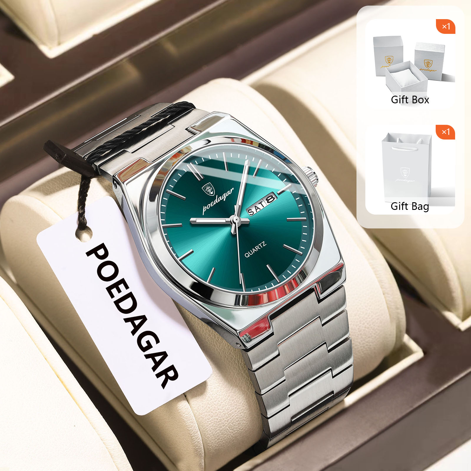 POEDAGAR Orologi da uomo al qu - Luxury Watch Display Case recensione e prezzo
